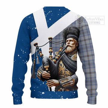 Tartan Vibes Clothing Tweedie Tartan Knitted Sweater with Family Crest Scottish Bagpiper Vibes