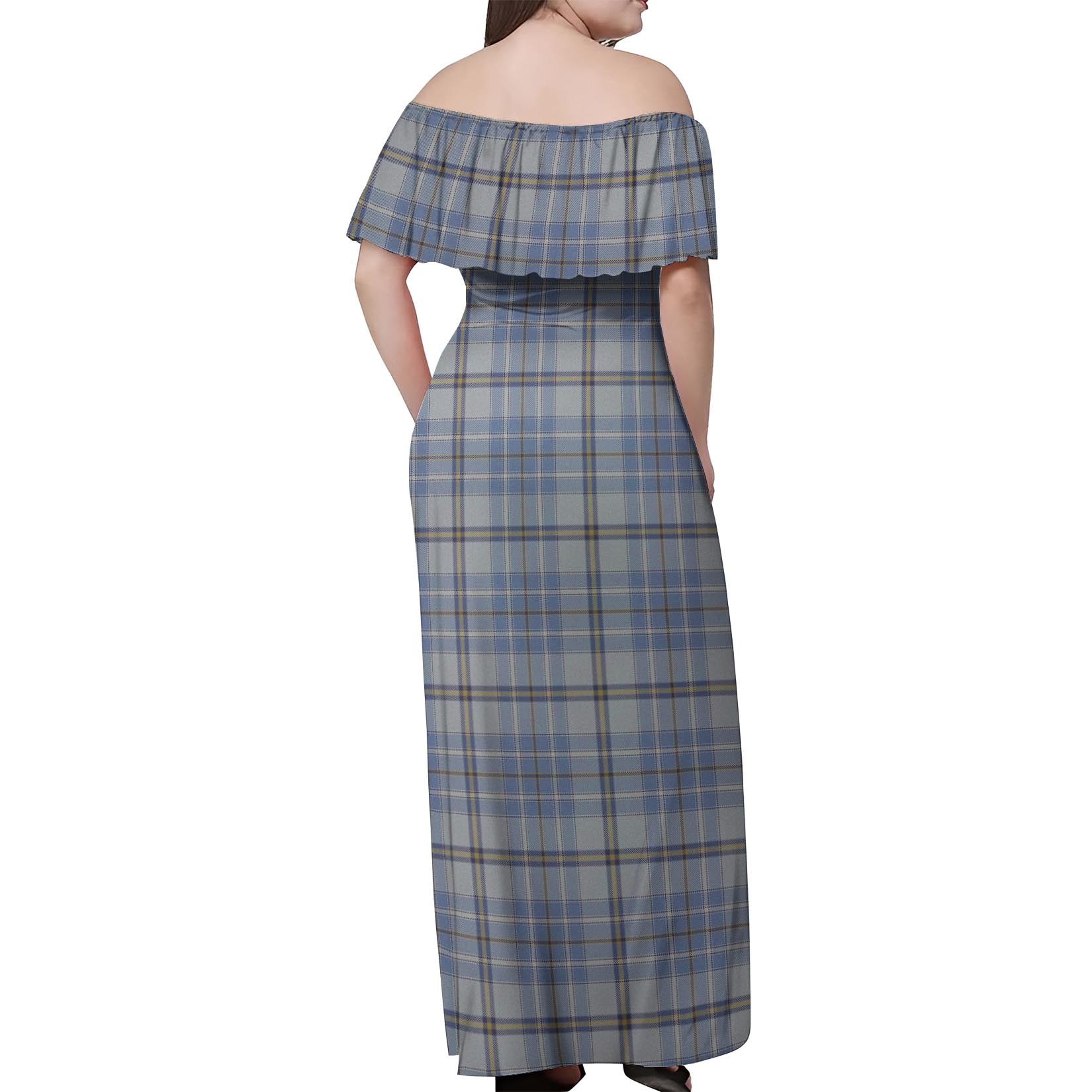 Tweedie Tartan Off Shoulder Long Dress - Tartanvibesclothing
