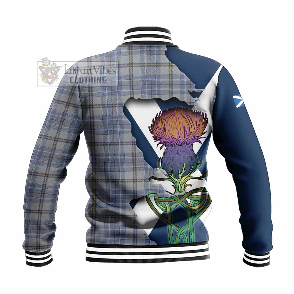 Tartan Vibes Clothing Tweedie Tartan Family Crest Baseball Jacket Scottish Thistle Celtic Inspired