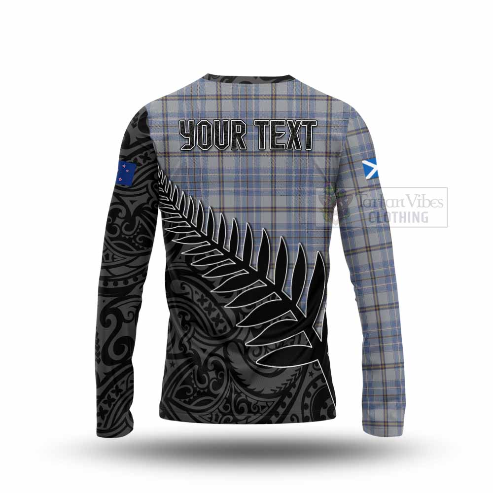 Tartan Vibes Clothing Tweedie Crest Tartan Long Sleeve T-Shirt with New Zealand Silver Fern Half Style