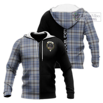 Tweedie Tartan Knitted Hoodie with Family Crest and Half Of Me Style Unisex Knitted Zip Hoodie - Tartanvibesclothing Shop