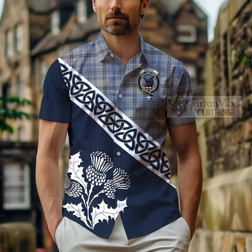 Tweedie Tartan Hawaiian Shirt Featuring Thistle and Scotland Map