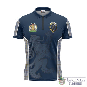Tweedie Tartan Zipper Polo Shirt with Family Crest and Lion Rampant Vibes Sport Style