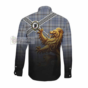 Tweedie Crest Tartan Long Sleeve Button Shirt with Golden Lion Emblem Celtic Style