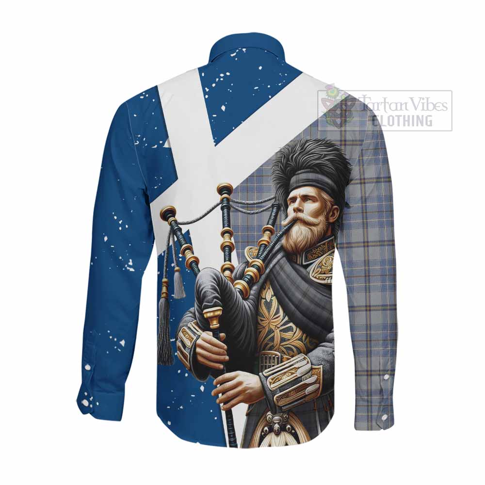 Tartan Vibes Clothing Tweedie Tartan Long Sleeve Button Shirt with Family Crest Scottish Bagpiper Vibes
