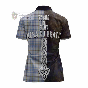 Tweedie Tartan Family Crest Women's Polo Shirt Alba Gu Brath Be Brave Lion Ancient Style