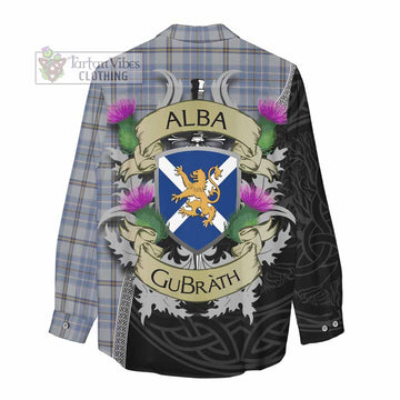 Tweedie Tartan Family Crest Women's Casual Shirt Lion Rampant Royal Thistle Shield Celtic Inspired