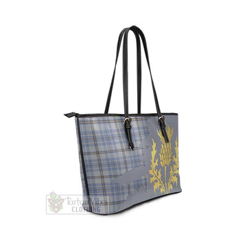Tweedie Tartan Leather Tote Bag Gold Thistle Style