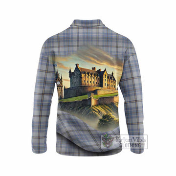 Tartan Vibes Clothing Tweedie Tartan Family Crest Long Sleeve Polo Shirt with Scottish Ancient Castle Style
