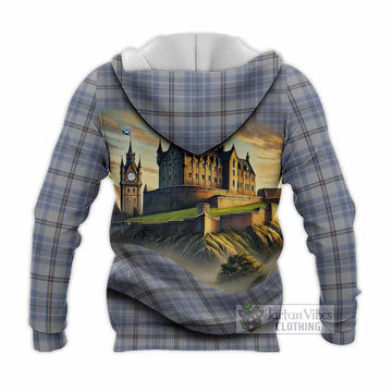 Tartan Vibes Clothing Tweedie Tartan Family Crest Knitted Hoodie with Scottish Ancient Castle Style