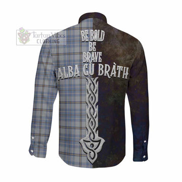 Tweedie Tartan Family Crest Long Sleeve Button Shirt Alba Gu Brath Be Brave Lion Ancient Style