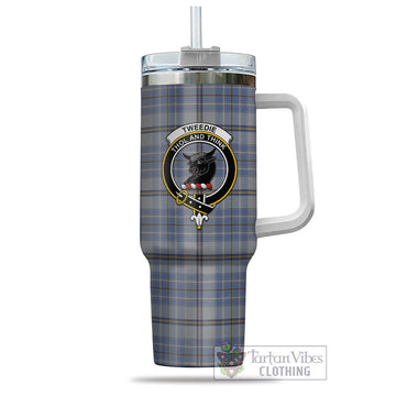 Tweedie Tartan and Family Crest Tumbler with Handle