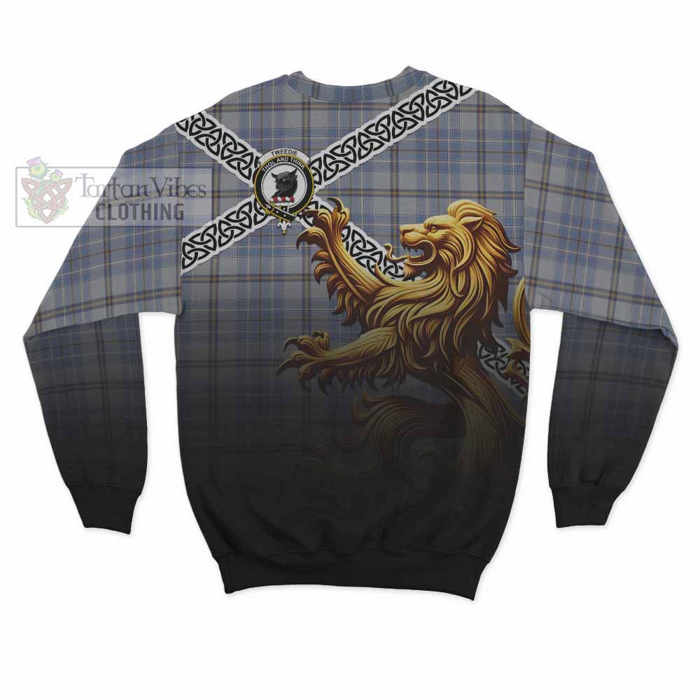 Tartan Vibes Clothing Tweedie Crest Tartan Sweatshirt with Golden Lion Emblem Celtic Style
