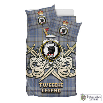 Tweedie Tartan Bedding Set with Clan Crest and the Golden Sword of Courageous Legacy