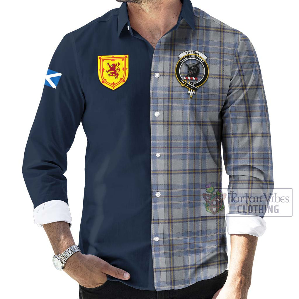 Tartan Vibes Clothing Tweedie Tartan Long Sleeve Button Shirt with Scottish Lion Royal Arm Half Style