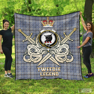 Tweedie Tartan Quilt with Clan Crest and the Golden Sword of Courageous Legacy