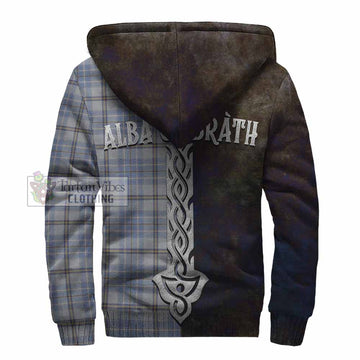 Tweedie Tartan Family Crest Sherpa Hoodie Alba Gu Brath Be Brave Lion Ancient Style