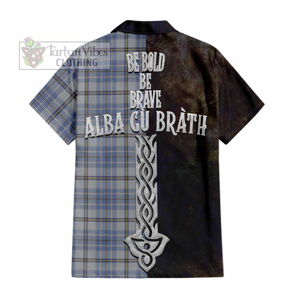 Tartan Vibes Clothing Tweedie Tartan Family Crest Short Sleeve Button Shirt Alba Gu Brath Be Brave Lion Ancient Style