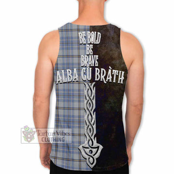 Tweedie Tartan Family Crest Men's Tank Top Alba Gu Brath Be Brave Lion Ancient Style