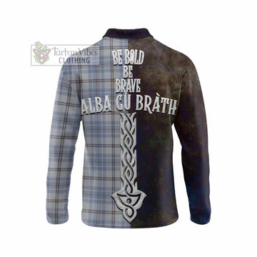 Tweedie Tartan Family Crest Long Sleeve Polo Shirt Alba Gu Brath Be Brave Lion Ancient Style