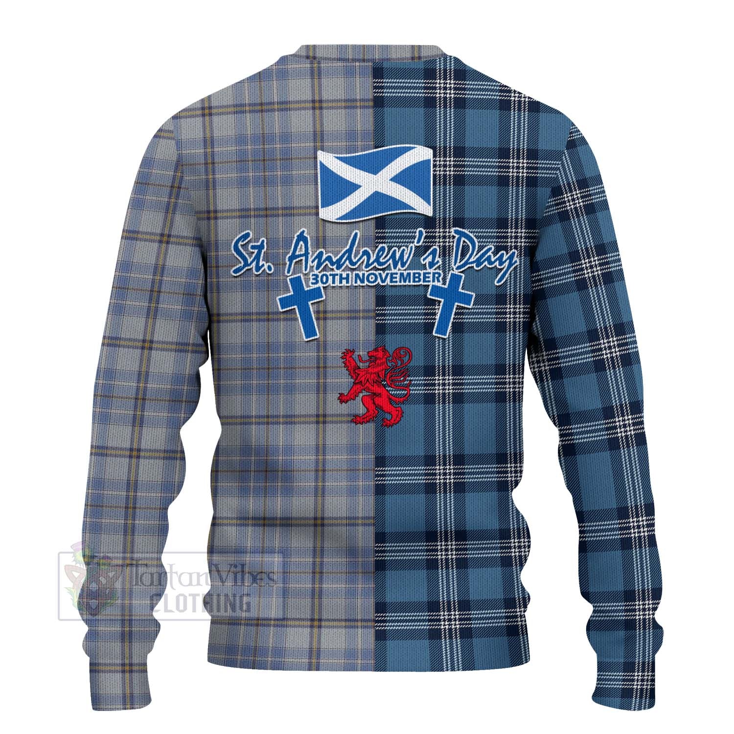 Tartan Vibes Clothing Tweedie Tartan Knitted Sweater Happy St. Andrew's Day Half Tartan Style