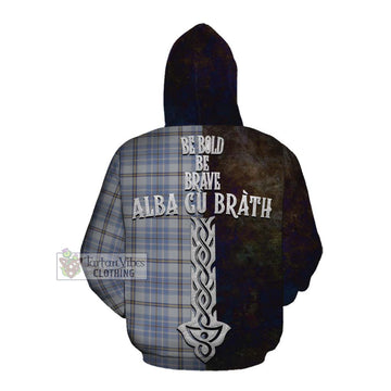 Tweedie Tartan Family Crest Cotton Hoodie Alba Gu Brath Be Brave Lion Ancient Style