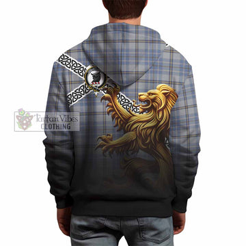 Tweedie Crest Tartan Hoodie with Golden Lion Emblem Celtic Style