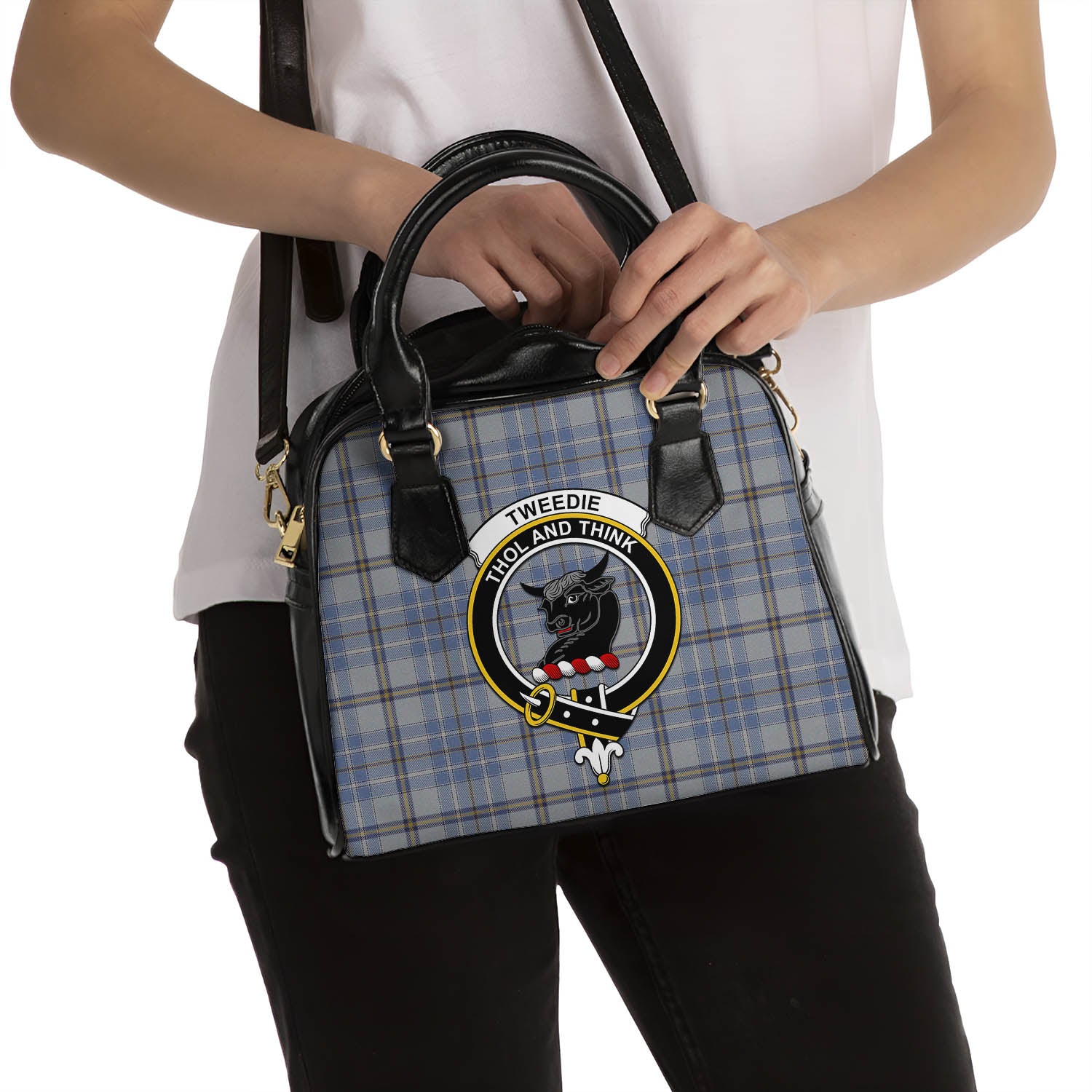 Tweedie Tartan Shoulder Handbags with Family Crest - Tartanvibesclothing