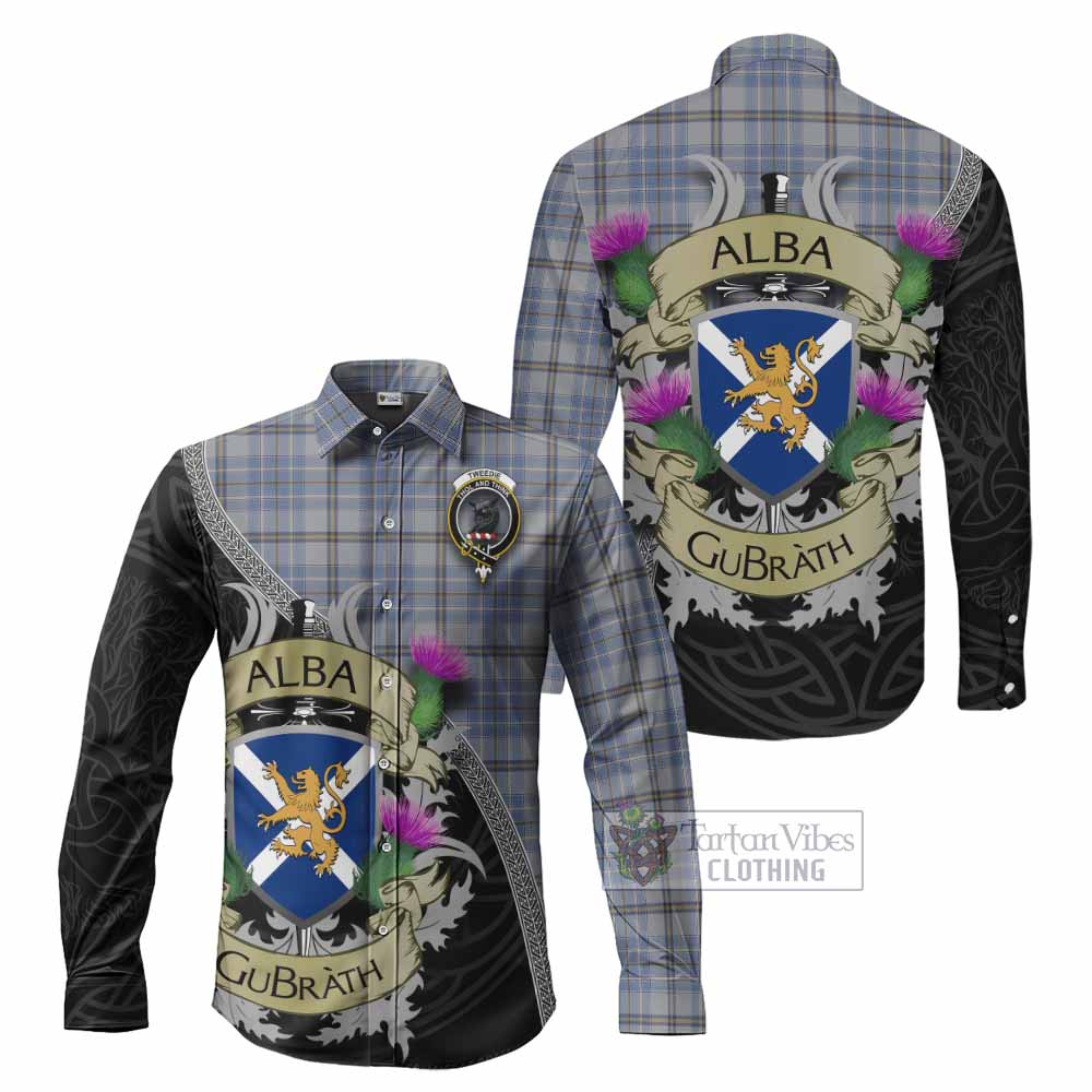 Tartan Vibes Clothing Tweedie Tartan Family Crest Long Sleeve Button Shirt Lion Rampant Royal Thistle Shield Celtic Inspired