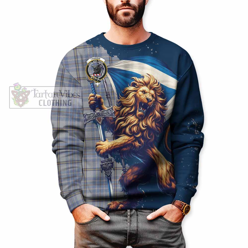 Tartan Vibes Clothing Tweedie Tartan Family Crest Sweatshirt with Scottish Majestic Lion