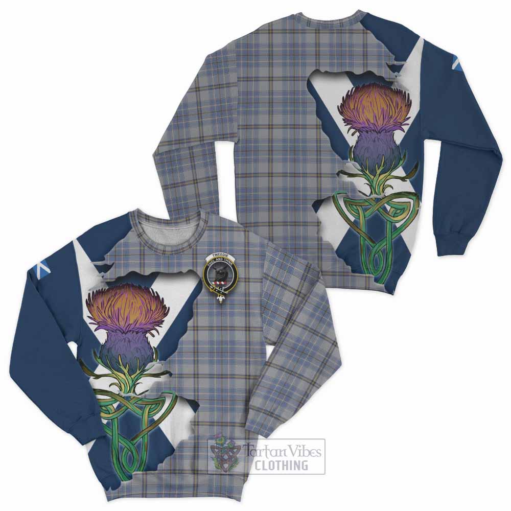 Tartan Vibes Clothing Tweedie Tartan Family Crest Sweatshirt Scottish Thistle Celtic Inspired