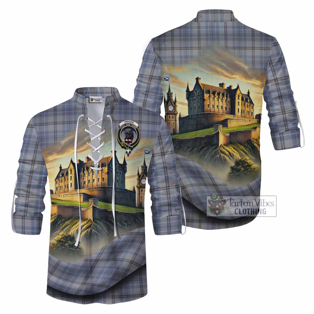 Tartan Vibes Clothing Tweedie Tartan Family Crest Ghillie Kilt Shirt with Scottish Ancient Castle Style