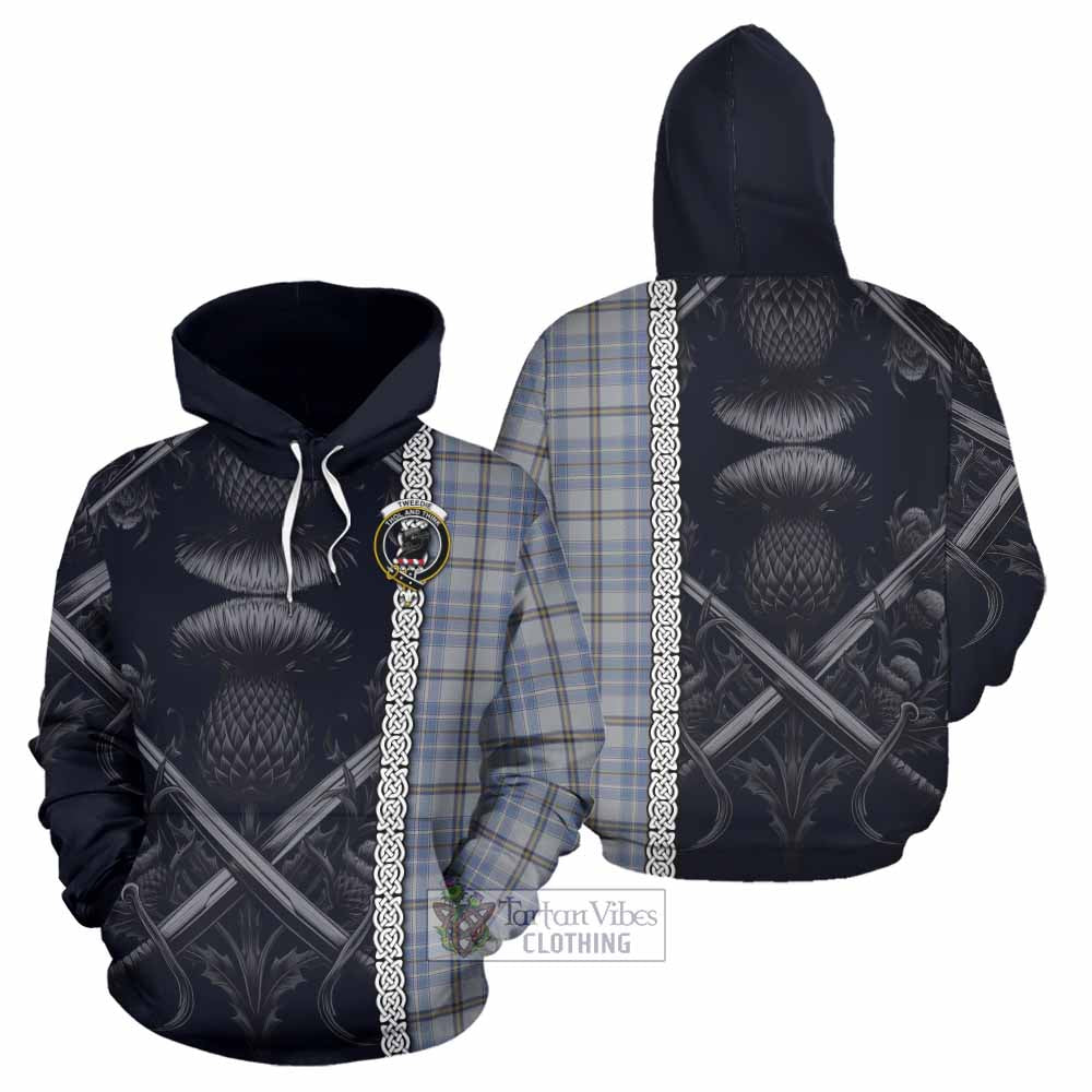Tartan Vibes Clothing Tweedie Tartan Hoodie with Family Crest Cross Sword Thistle Celtic Vibes