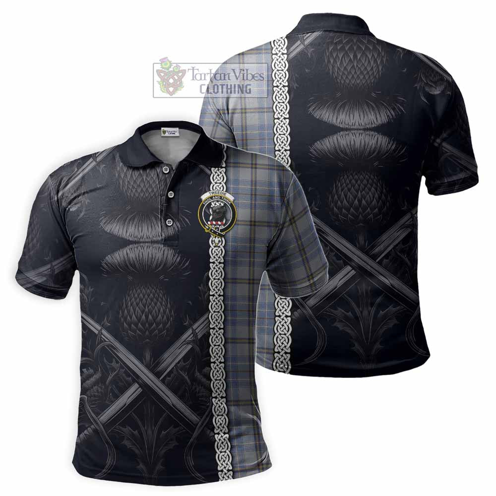 Tartan Vibes Clothing Tweedie Tartan Polo Shirt with Family Crest Cross Sword Thistle Celtic Vibes