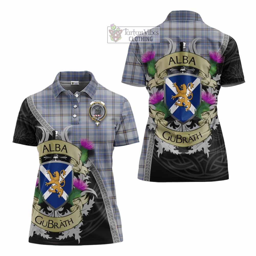 Tartan Vibes Clothing Tweedie Tartan Family Crest Women's Polo Shirt Lion Rampant Royal Thistle Shield Celtic Inspired