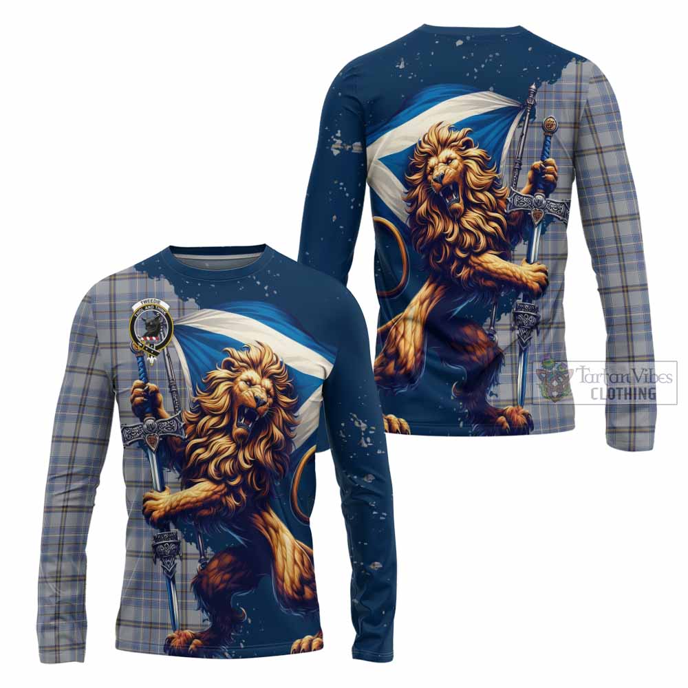 Tartan Vibes Clothing Tweedie Tartan Family Crest Long Sleeve T-Shirt with Scottish Majestic Lion