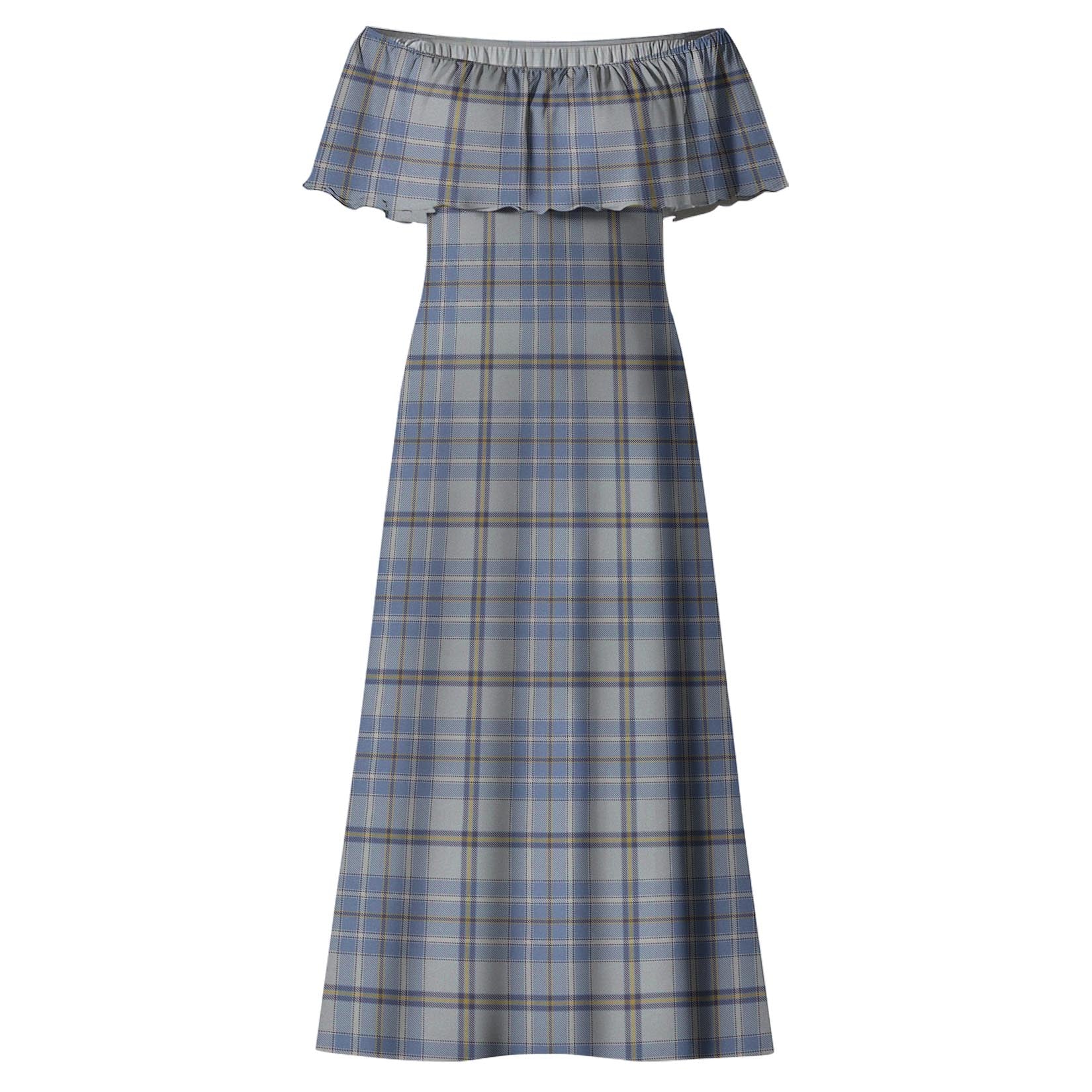 Tweedie Tartan Off Shoulder Long Dress - Tartanvibesclothing