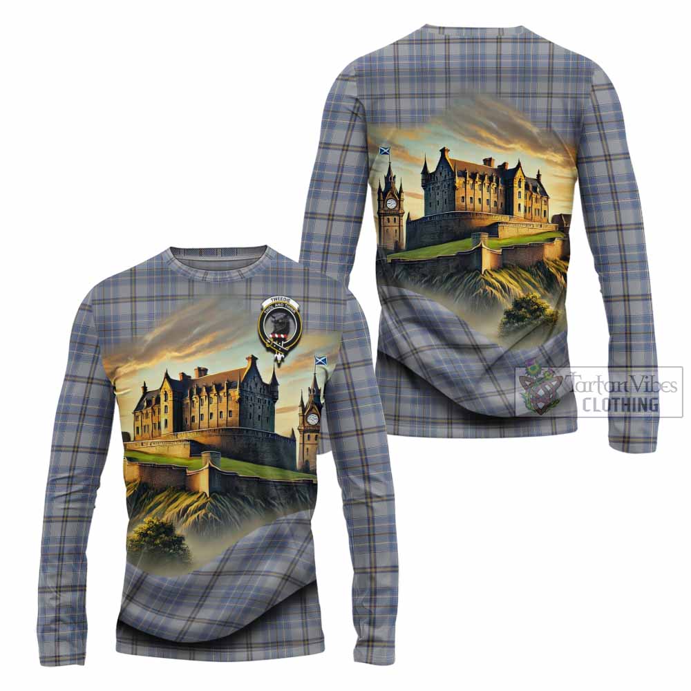 Tartan Vibes Clothing Tweedie Tartan Family Crest Long Sleeve T-Shirt with Scottish Ancient Castle Style