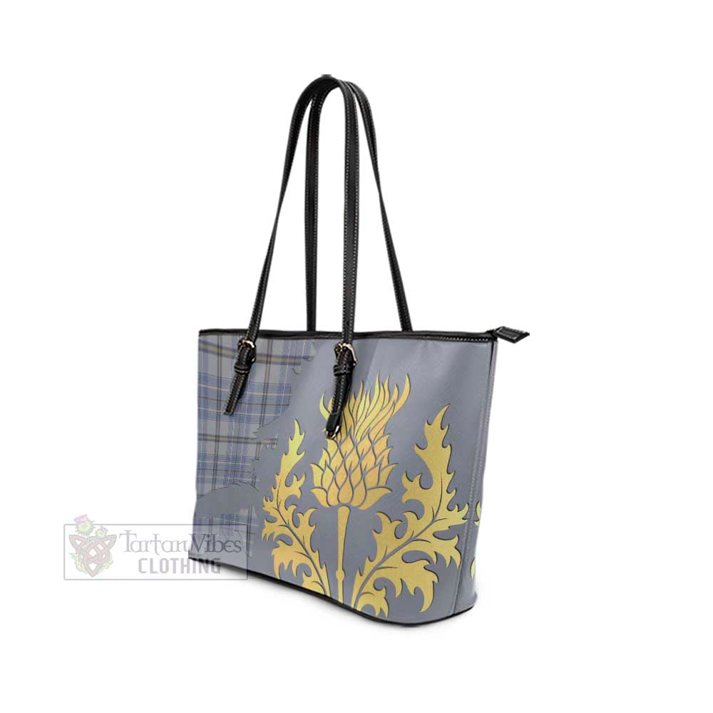 Tartan Vibes Clothing Tweedie Tartan Leather Tote Bag Gold Thistle Style