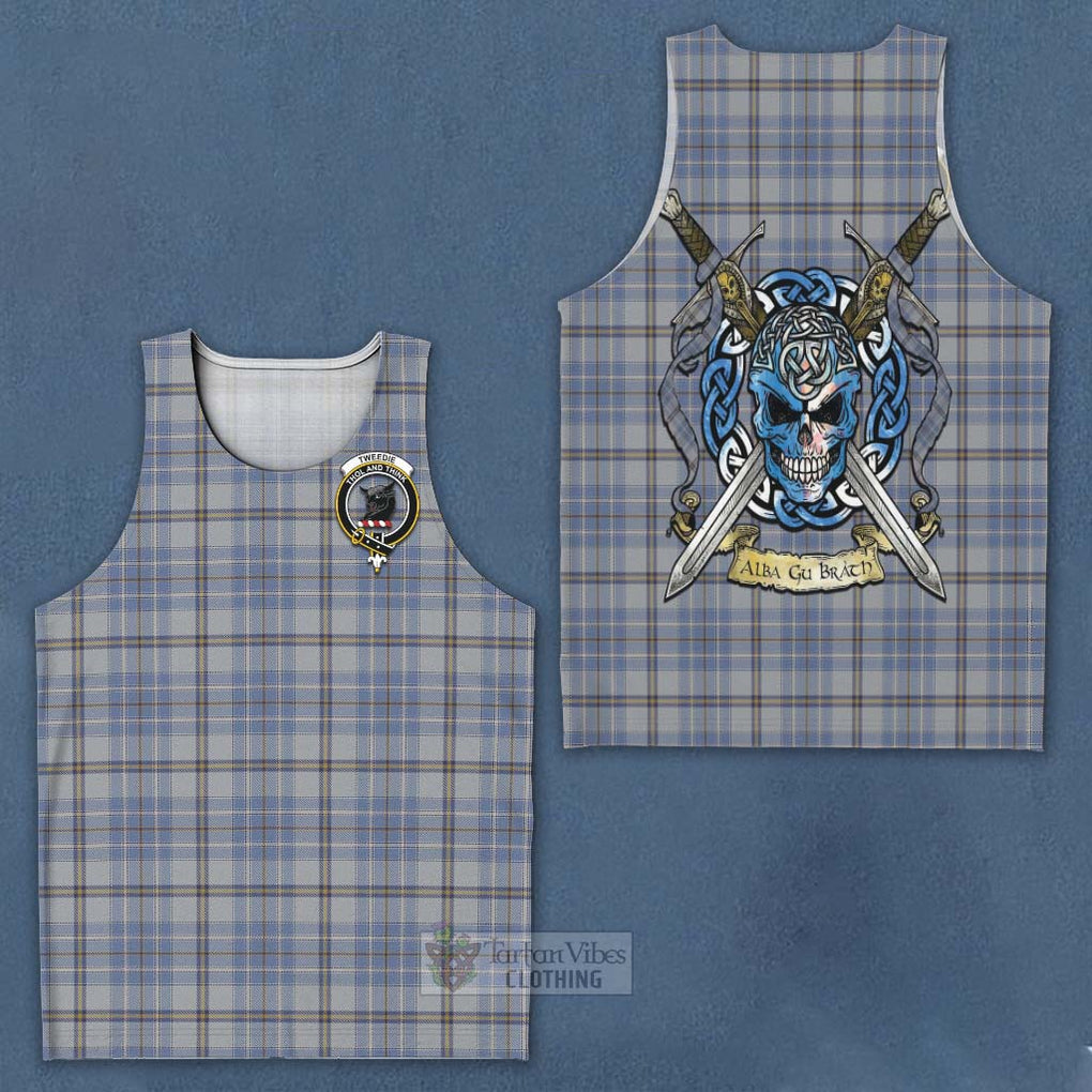 Tartan Vibes Clothing Tweedie Tartan Men's Tank Top with Family Crest Celtic Skull Style