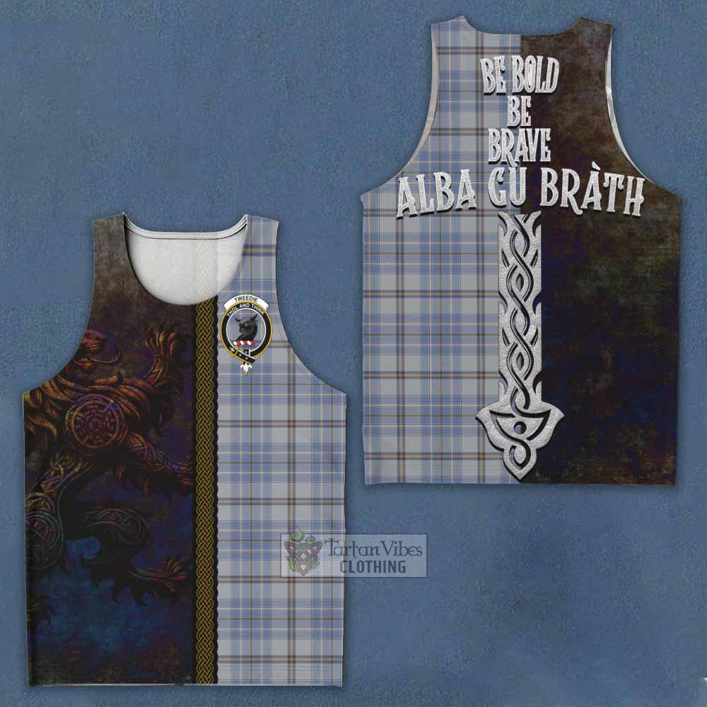 Tartan Vibes Clothing Tweedie Tartan Family Crest Men's Tank Top Alba Gu Brath Be Brave Lion Ancient Style