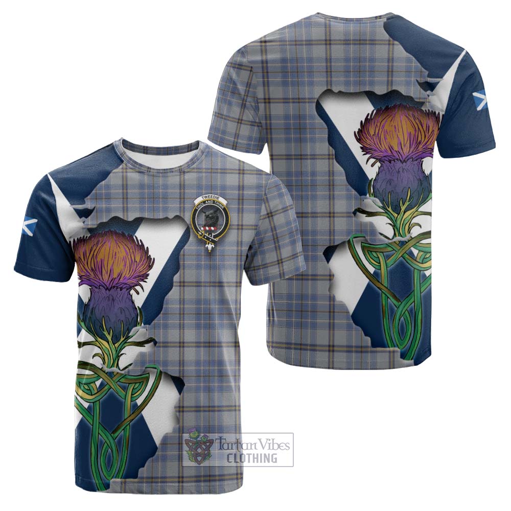 Tartan Vibes Clothing Tweedie Tartan Family Crest Cotton T-shirt Scottish Thistle Celtic Inspired
