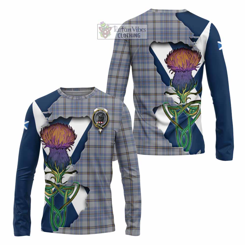 Tartan Vibes Clothing Tweedie Tartan Family Crest Long Sleeve T-Shirt Scottish Thistle Celtic Inspired