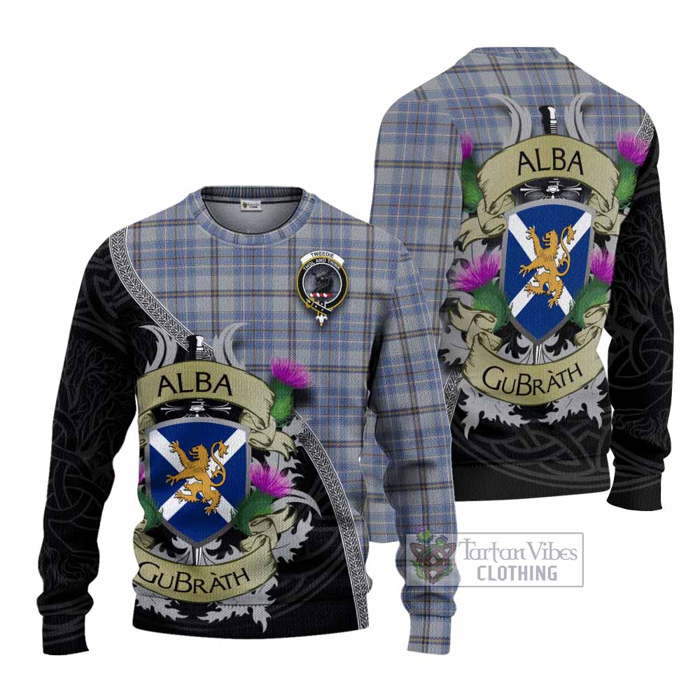 Tartan Vibes Clothing Tweedie Tartan Family Crest Knitted Sweater Lion Rampant Royal Thistle Shield Celtic Inspired