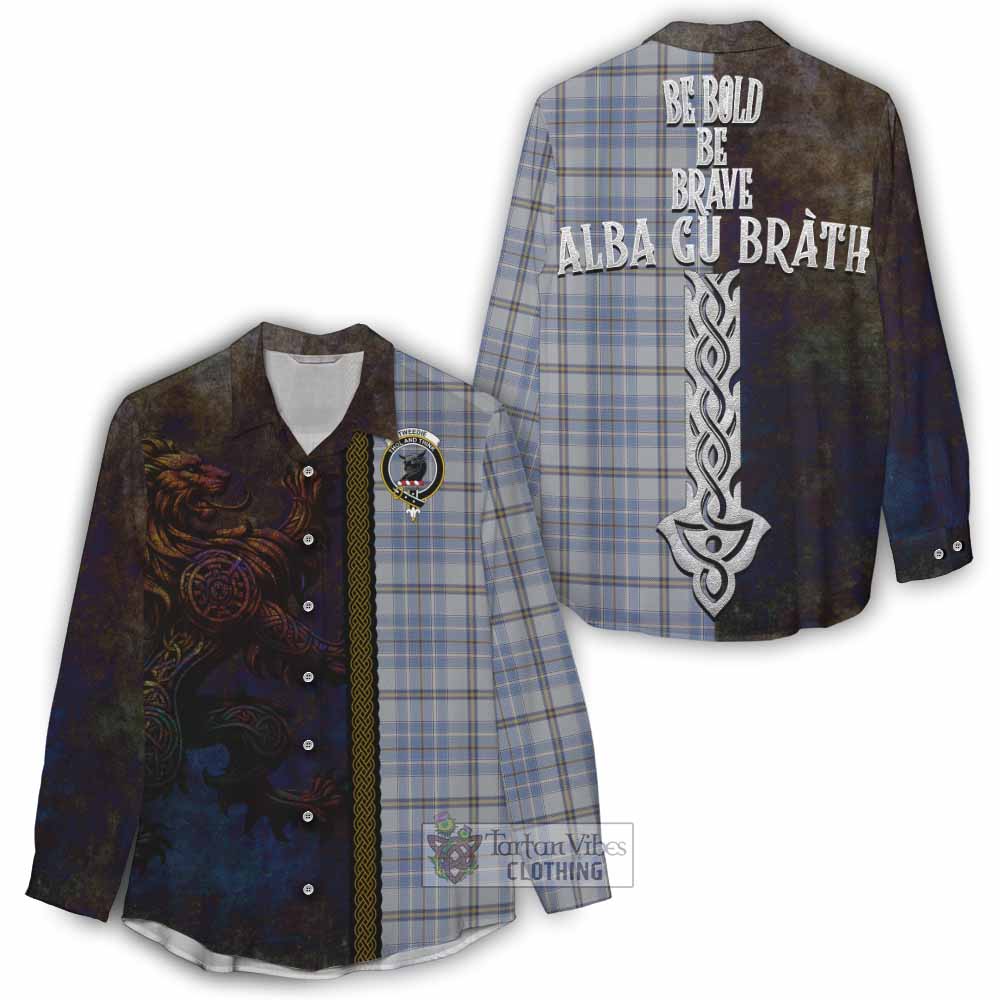 Tartan Vibes Clothing Tweedie Tartan Family Crest Women's Casual Shirt Alba Gu Brath Be Brave Lion Ancient Style