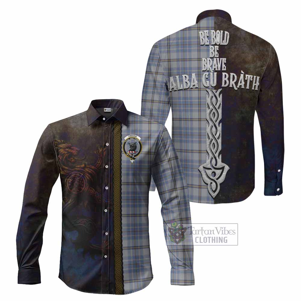 Tartan Vibes Clothing Tweedie Tartan Family Crest Long Sleeve Button Shirt Alba Gu Brath Be Brave Lion Ancient Style