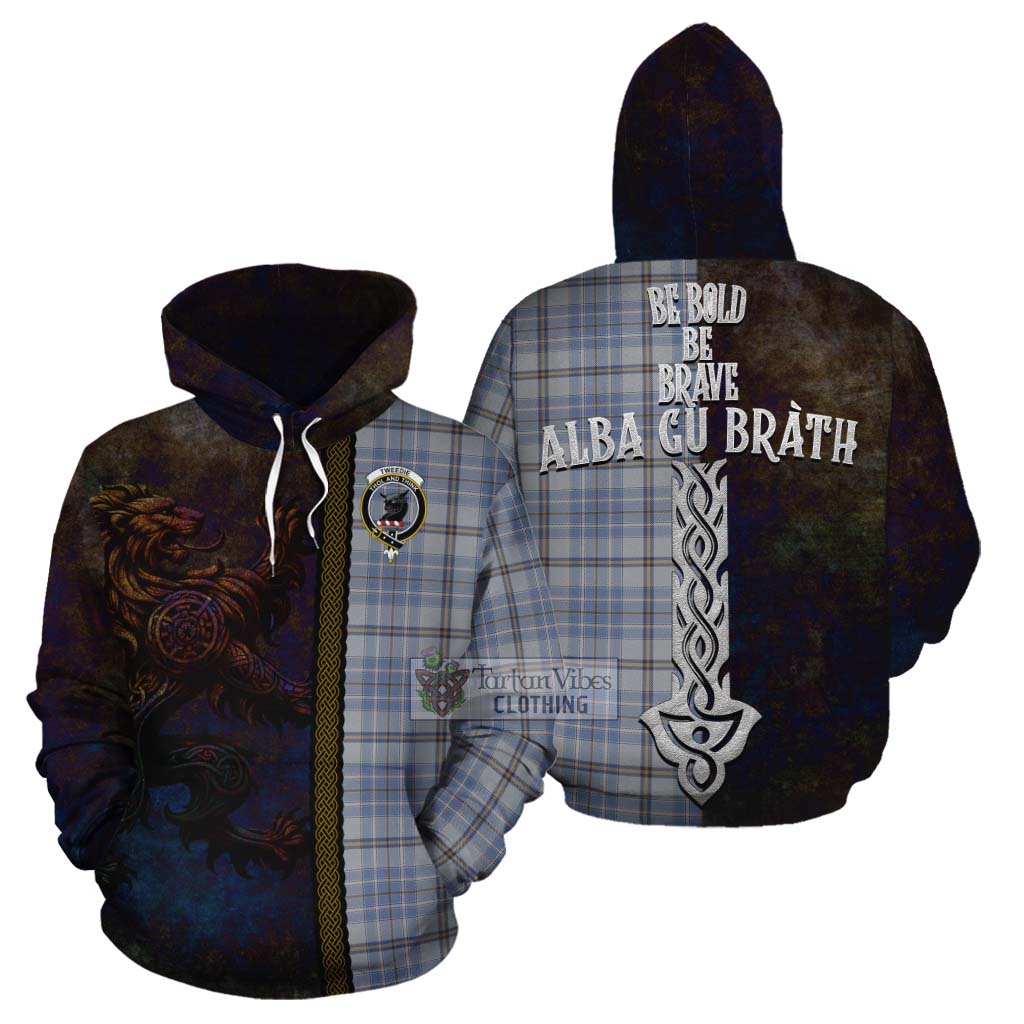 Tartan Vibes Clothing Tweedie Tartan Family Crest Cotton Hoodie Alba Gu Brath Be Brave Lion Ancient Style