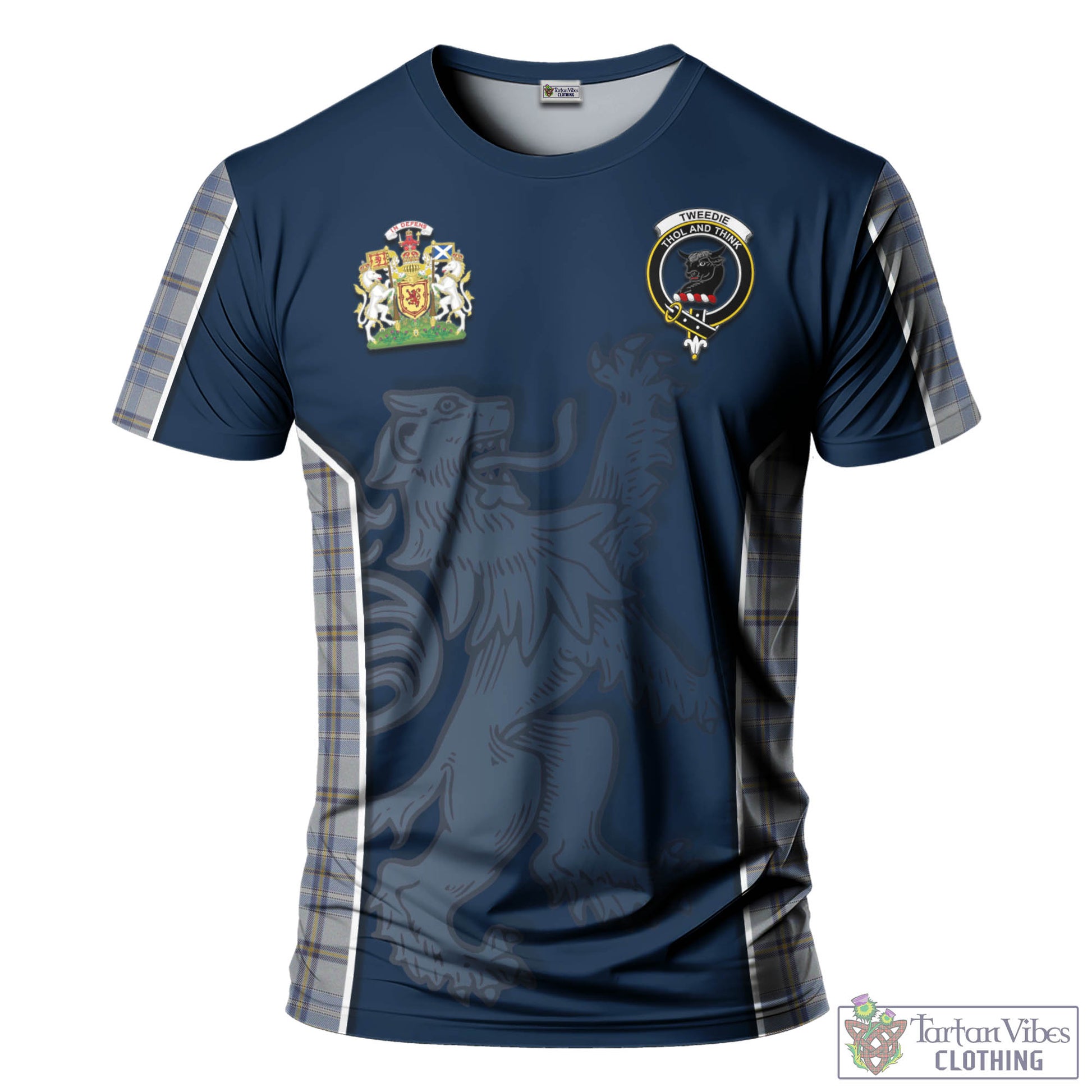 Tartan Vibes Clothing Tweedie Tartan T-Shirt with Family Crest and Lion Rampant Vibes Sport Style