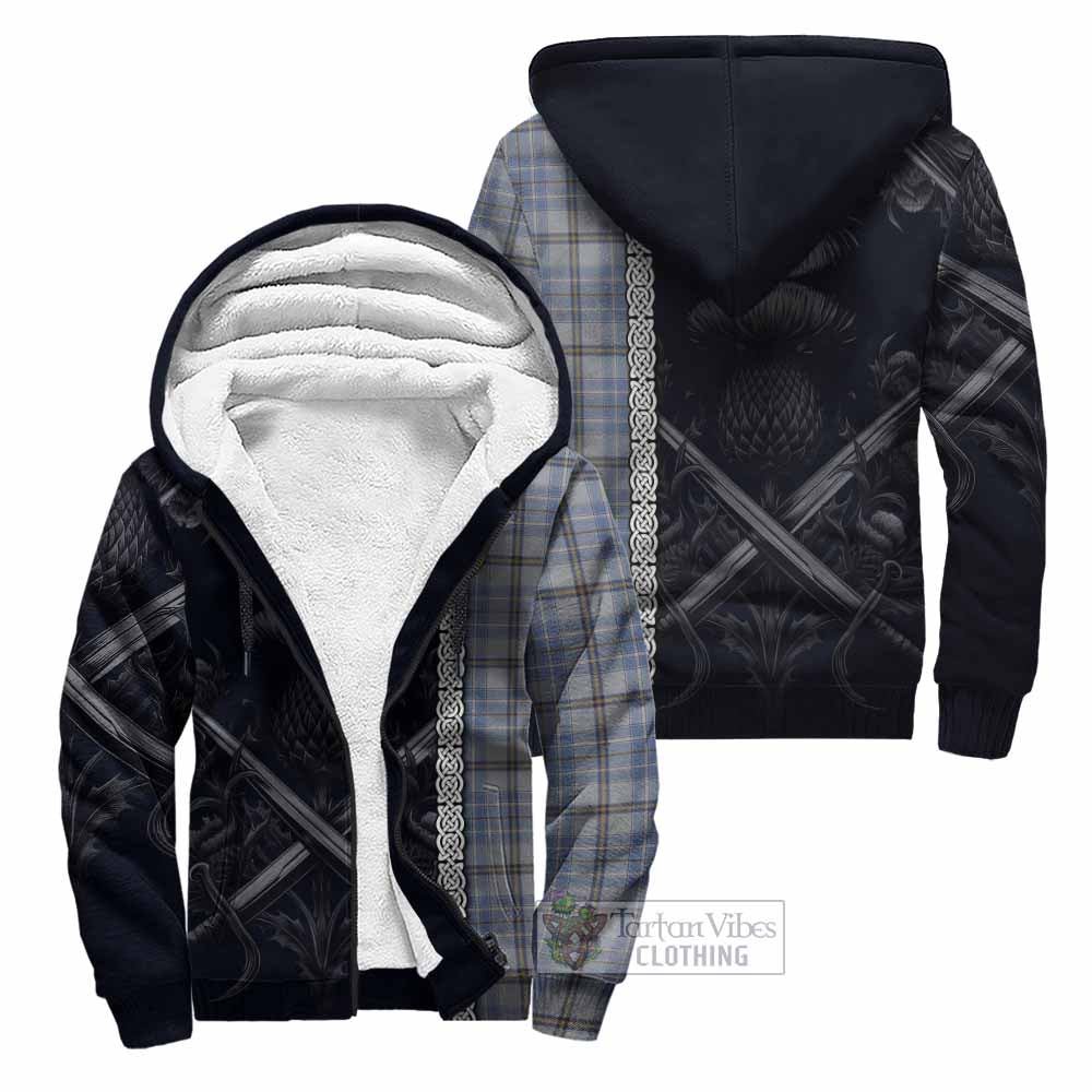 Tartan Vibes Clothing Tweedie Tartan Sherpa Hoodie with Family Crest Cross Sword Thistle Celtic Vibes
