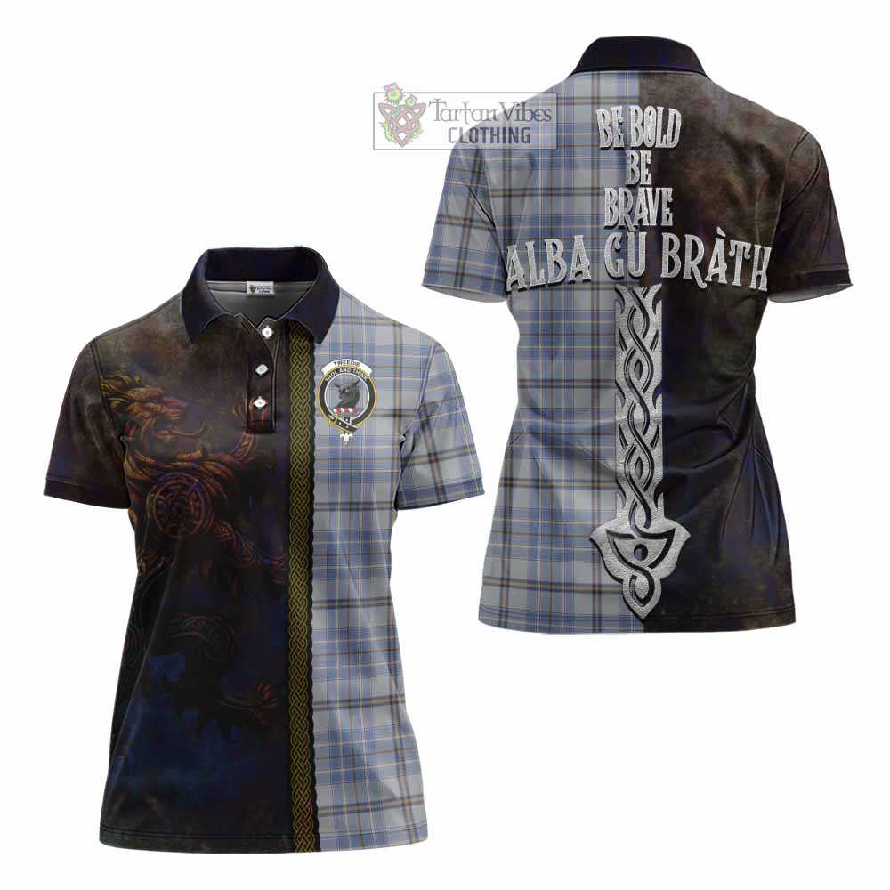 Tartan Vibes Clothing Tweedie Tartan Family Crest Women's Polo Shirt Alba Gu Brath Be Brave Lion Ancient Style